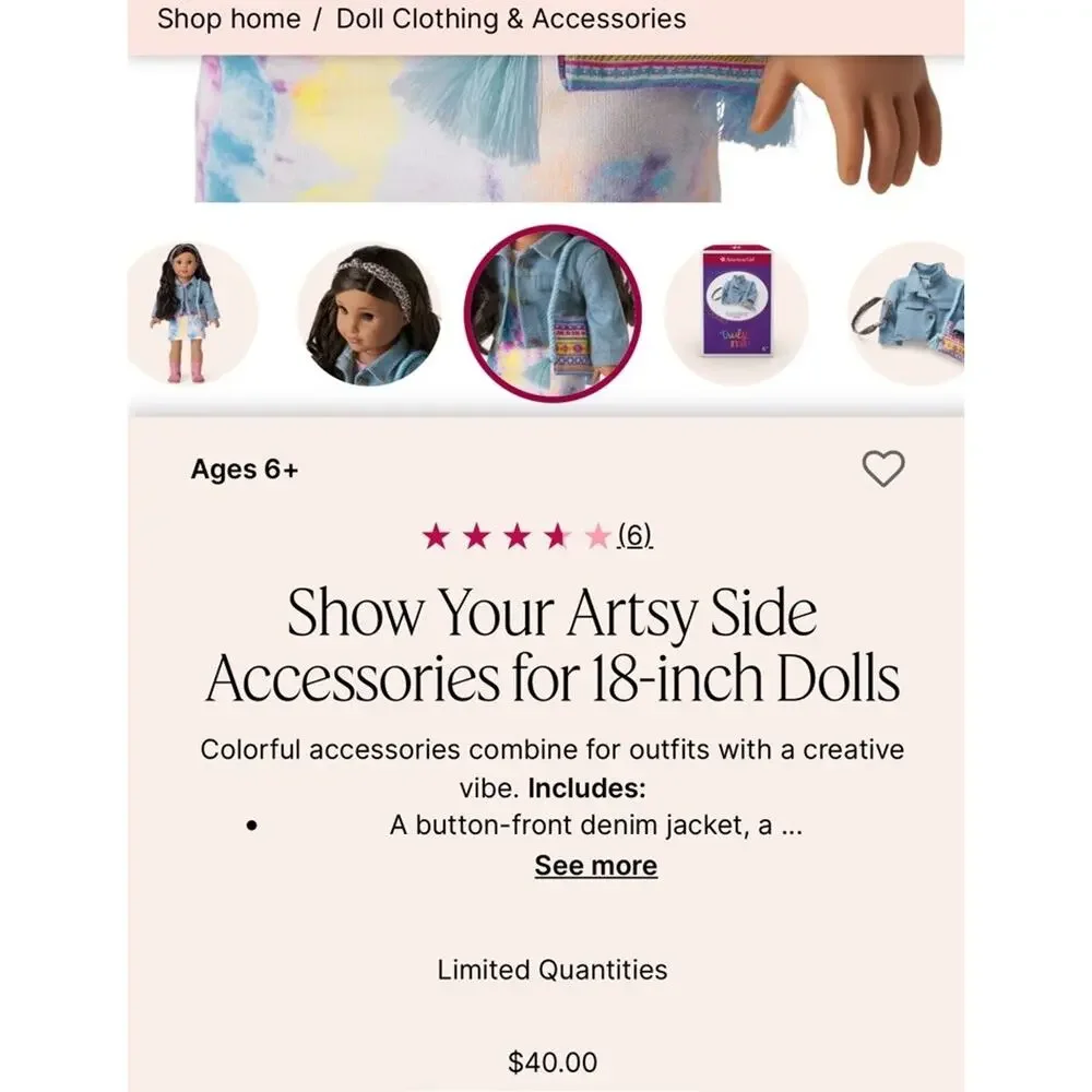 American Girl Truly Me Show Your Artsy Side Accessories NIB RETIRED